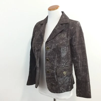 Chaqueta de cuero marrón texturizado Bradley Bayou para mujer talla XS en relieve gran aspecto XS Foto 1 de 4
