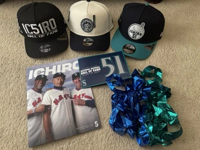 Ichiro Suzuki Hall of Fame Hat Lot w/Program  & Exclusive Patch Tribute Mariners - Image 1 of 4
