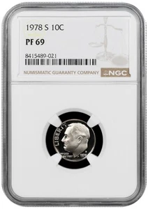 1978 S Proof Roosevelt dime graded by NGC PF 69 - Picture 1 of 2
