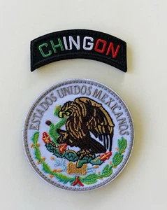LOT OF 2 - CHINGON ESTODOS UNIDOS MEXICANOS  TACTICAL MORALE HOOK & LOOP PATCHES - Picture 1 of 1