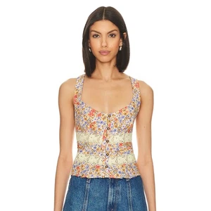 Free People Kiana Lace Tank Printed in Coral Combo size Small - Picture 1 of 9