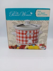 Pioneer Woman Crock Pot Mini 1.5 qt - Gingham Slow Cooker - Picture 1 of 8