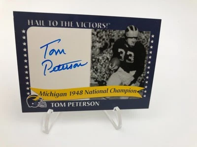 TK LEGACY TOM PETERSON AUTO CARD 1948 National Champion MICHIGAN WOLVERINES - Image 1 of 4