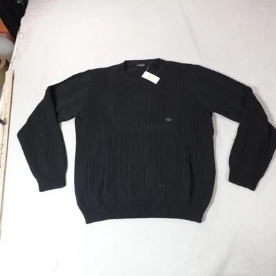 Fisherman Sweater Mens Medium Black Van Heusen Crewneck Pullover Thick Chunky - Image 1 of 4