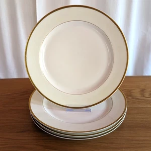 4 Haviland Limoges Speiseteller Goldrand cremefarbener Rand Frankreich 1900er 9,75" - Bild 1 von 4
