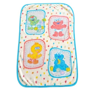 Vintage Sesame Street Blanket Babies Grouch Big Bird Elmo Cookie Monster Fleece - Picture 1 of 14
