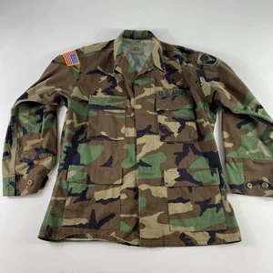 Vintage US Army Jacket Mens Medium Regular Woodland Camo Military Patch 90s 8415 - Picture 1 of 14