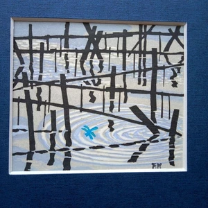 KITAOKA FUMIO "Waterside" signierter Original Holzschnitt - Bild 1 von 5