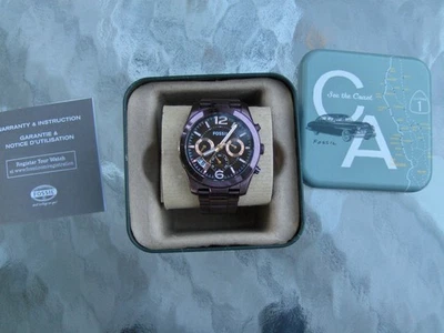 FOSSIL ES 4110 PERFECT BOYFRIEND BURGUNDY 3 EYE CHRONOGRAPH & DATE WINDOW - Image 1 of 4