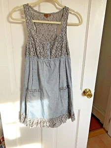 Ya Los Angeles Damen ärmelloses Spitzenkleid MEDIUM GRAU GRAU ETUIKLEID TUNIKA - Bild 1 von 9