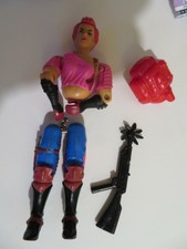 1986 ZARANA G.I. JOE BODY PARTS, GUN, BACKPACK, (MISSING "O"-RING)