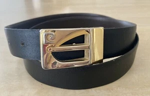 Cintura vintage originale PIERRE CARDIN logo reversibile in pelle nera marrone taglia 38 - Foto 1 di 13