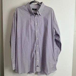 Camicia Olanda e Sherry con bottoni viola bianca a righe misure come XL - Foto 1 di 7