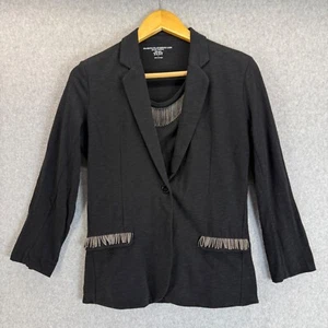 Set blusa blazer maglietta nera Majestic Filatures taglia 1/XS accento argento nuova con etichette - Foto 1 di 19