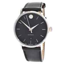 MOVADO Swiss Museum Classic Black Dial Men's Leather Strap AUTOMATIC Date Watch