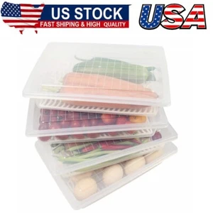 Plastic Food Containers with Removable Drain Plate and Lid,Stackable Portable - Picture 1 of 8