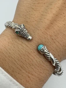 RARE Jai John Hardy Snake Alligator Dragon Cuff Bangle 14k Gold Sterling Silver - Picture 1 of 12