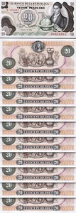 Colombia 20 Pesos 1982, UNC, 10 Pcs LOT, Consecutive, P-409d - Picture 1 of 5
