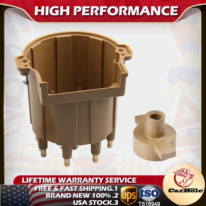Ignition Distributor Cap and Rotor Kit External Coil Male/hei Brass Terminals V8