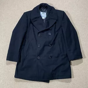 US Navy Pea Coat Herren 42 Large Schwarz 100% Wolle Quarterdeck DSCP Mantel - Bild 1 von 11