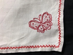 Antique French Chanvre Linen and Embroidered Pyjama or Sewing Pouch Butterflies - Picture 1 of 5