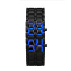 Lava Style Iron  Black Bracelet LED Japanese Inspired Watch BLUE