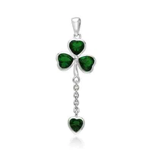 Celtic Shamrock 925 Sterling Silver Pendant Lucky Irish Jewelry Choice of Gem - Picture 1 of 7
