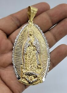 10KT Virgin Mary Pendant - Real Yellow Gold, Diamond Cut, 5.5mm Bail, 9.88 Grm