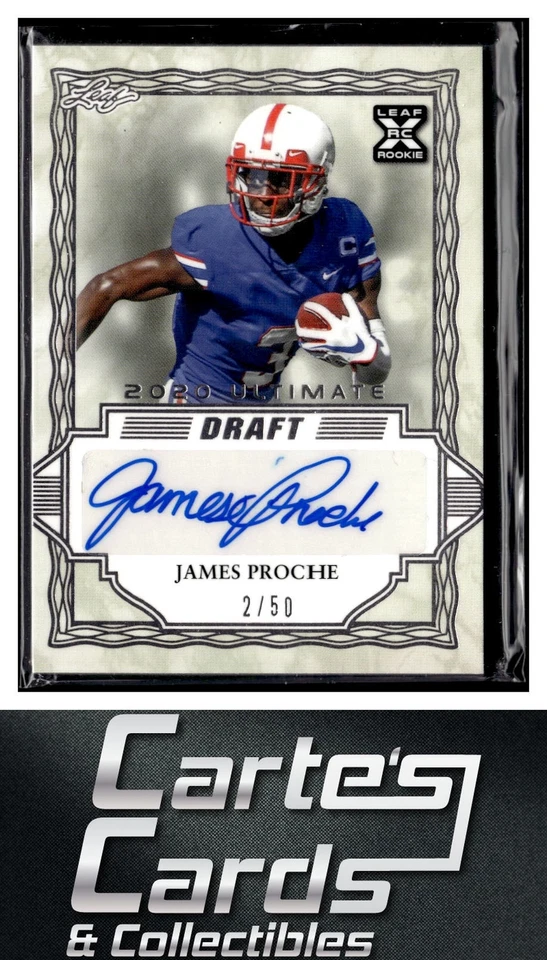 James Proche 2020 Leaf Ultimate Draft #BA-JP1 SMU Mustangs Autograph 2/50 - Image 1 of 2
