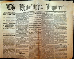 Giornale Philadelphia Inquirer 22 dicembre 1865 Andersonville Prigione Guerra Civile - Foto 1 di 4