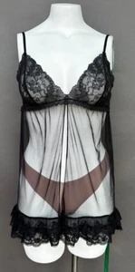 Victorias Secret Angels Babydoll Cami Top Lencería Encaje Volantes Dobladillo Frente Abierto - Imagen 1 de 12