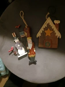 Konvolut 3 Holz Ornamente Vintage - Bild 1 von 10