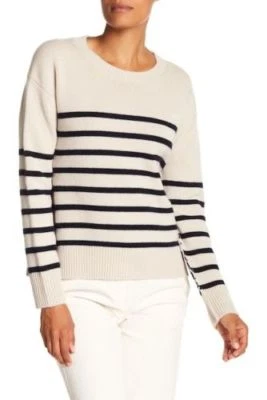 $385 NWT Vince Stripe Boxy Cashmere Sweater sz M; sz L - Image 1 of 4