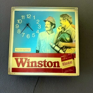 RJ Reynolds Tobacco Co Winston Cigarettes Clock Light Advertisement 16" sq 1982 - Picture 1 of 16