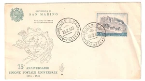 1949 SAN MARINO FDC ENVELOPE GLOBE ILLUSTRATION ANNIVERSARY OF UPU - Picture 1 of 2