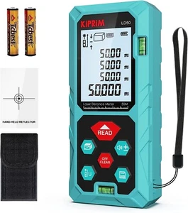 Misuratore di distanza laser misura 165 piedi con 2 livelli a bolle LCD retroilluminato archiviazione dati - Foto 1 di 10