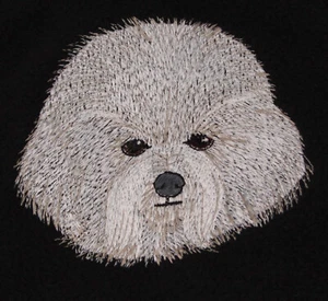 Bichon Dog Embroidered Fleece Throw - Navy Blue - Picture 1 of 2