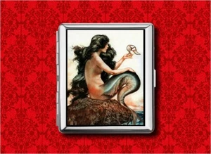 ZAPATO SIRENA PIN UP NIÑA VINTAGE METAL BILLETERA TARJETA CIGARRILLO IDENTIFICACIÓN IPOD - Imagen 1 de 5