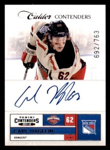 2011-12 Panini Contenders #219 Carl Hagelin AU/763 Rookie /763