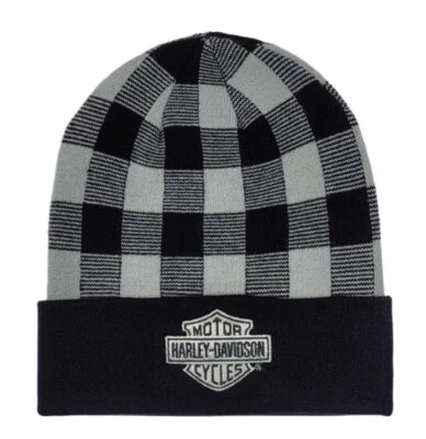 Harley Davidson Men's Bar & Shield Flannel Cuffed Beanie Hat 5029016303 - Image 1 of 2