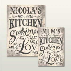 Personalised Kitchen Vintage Retro Shabby Chic Wooden Wall Plaque Sign. - Picture 1 of 8