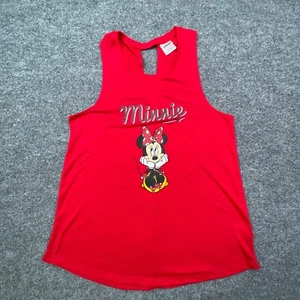 Minnie Mouse Shirt Girls Large (11-13) Tank Top Solid Red Disney Summer - Picture 1 of 14
