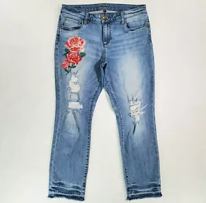Kut From The Kloth Jeans Damen Mid Rise Boyfriend Stretch Blau Denim Raw Hem 8 - Bild 1 von 11