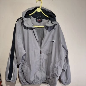 Chaqueta cortavientos vintage DONNAY con capucha - Camiseta deportiva gris para hombre - Grande - Imagen 1 de 13