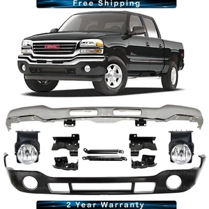 Front Bumper Chrome & Fog Lights Kit For 2003-2007 GMC Sierra 1500 2500 HD 3500 - Picture 1 of 9
