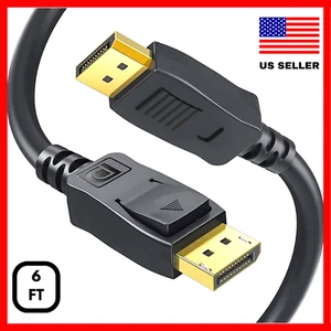 DP to DP 6FT Video Cable 1.2 4K 2K 1080P Compatible for Lenovo Asus Dell HP Acer - Picture 1 of 7