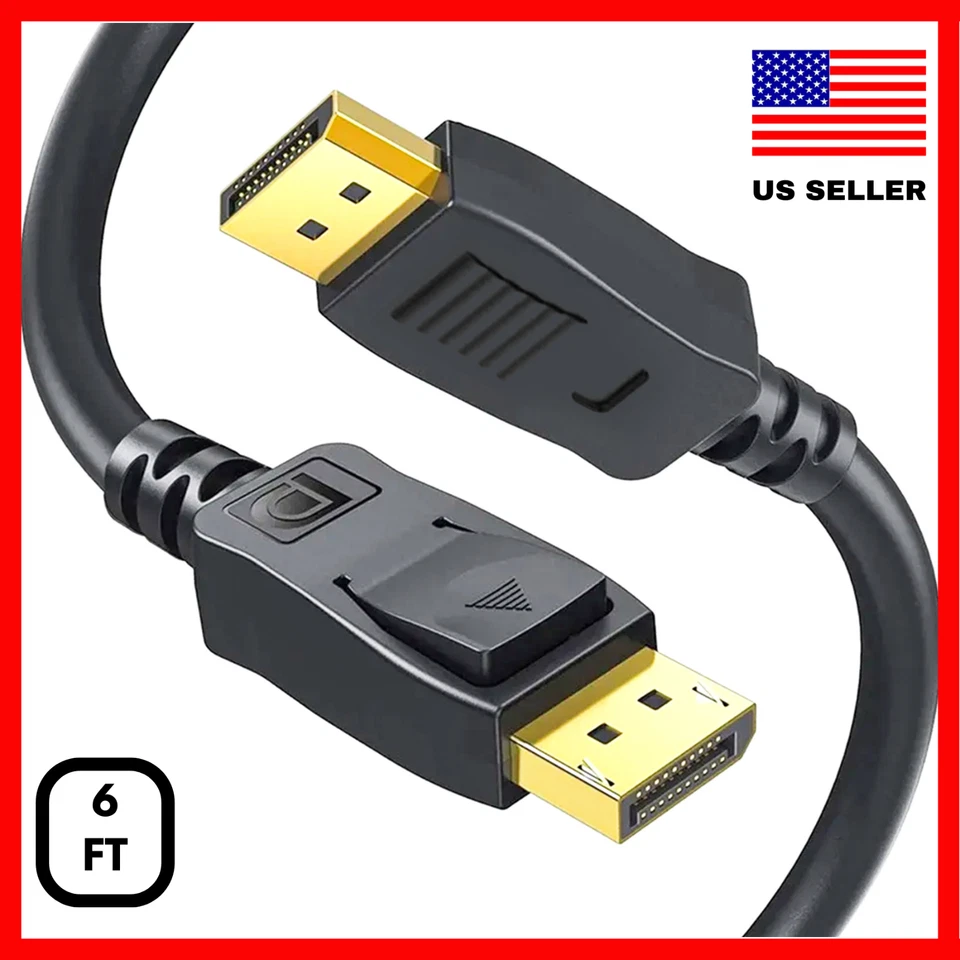 DP to DP 6FT Video Cable 1.2 4K 2K 1080P Compatible for Lenovo Asus Dell HP Acer - Image 1 of 4