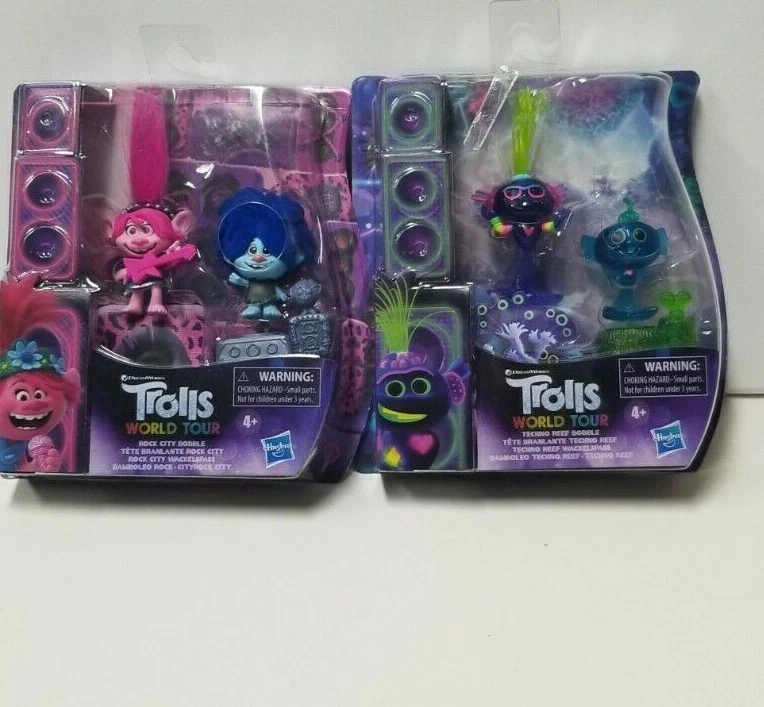 Hasbro DreamWorks Trolls World Tour Techno Reef Bobble 2 Figures Box