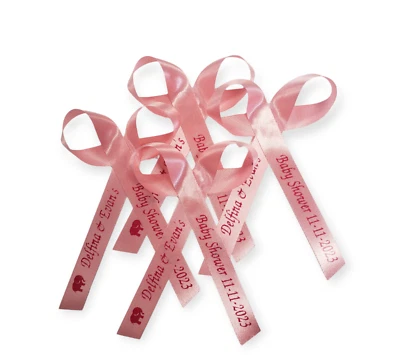 AMYS BUBBLING BOUTIQUE 25 Personalized Ribbon Bows Favor Baby Shower Bridal Wedding Baptism Birthday