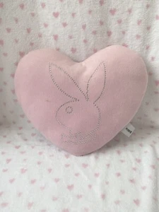 vintage pink playboy bedazzled gem rhinestone bling heart pillow cushion y2k ♡ - Picture 1 of 5